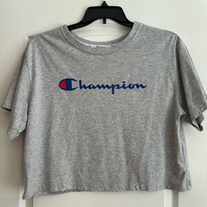 Champion Heather Gray T-Shirt with Blue Logo